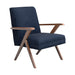 Cheryl Wooden Arms Accent Chair Dark Blue and Walnut - California Furniture (Coachella, CA)