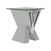 Taffeta V-shaped End Table with Glass Top Silver - California Furniture (Coachella, CA)