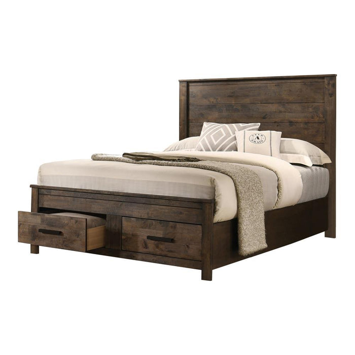 Woodmont Eastern King & Queen Storage Bed Rustic Golden Brown - California Furniture (Coachella, CA)