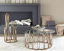 Monett Round End Table Chocolate Chrome and Clear - California Furniture (Coachella, CA)