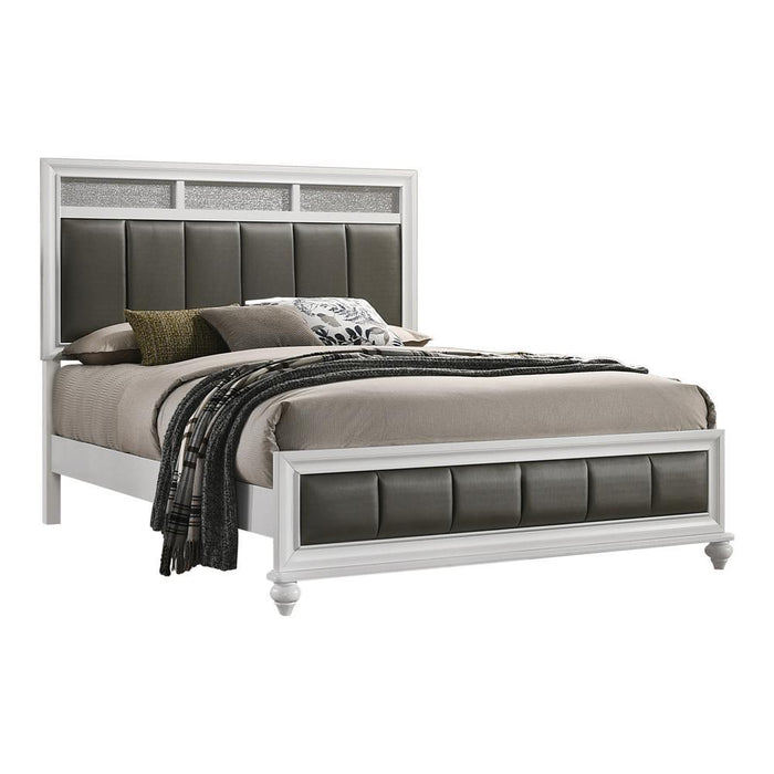 Barzini California King, E.King, & Queen Upholstered Panel Bed White - California Furniture (Coachella, CA)