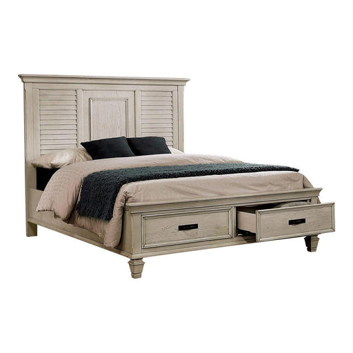 Franco Eastern King & Queen Storage Bed Antique White - California Furniture (Coachella, CA)