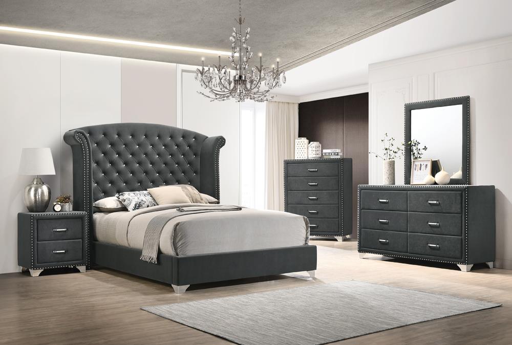 Melody 6-drawer Upholstered Dresser Grey - California Furniture (Coachella, CA)