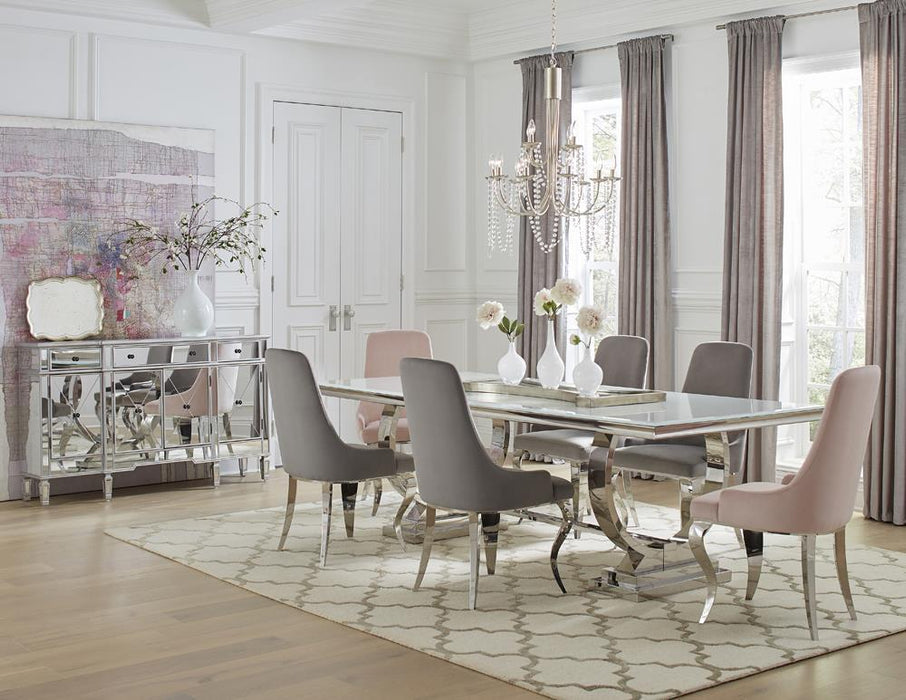 Antoine Upholstered Demi Arm Dining Side Chairs (Set of 2) - California Furniture (Coachella, CA)