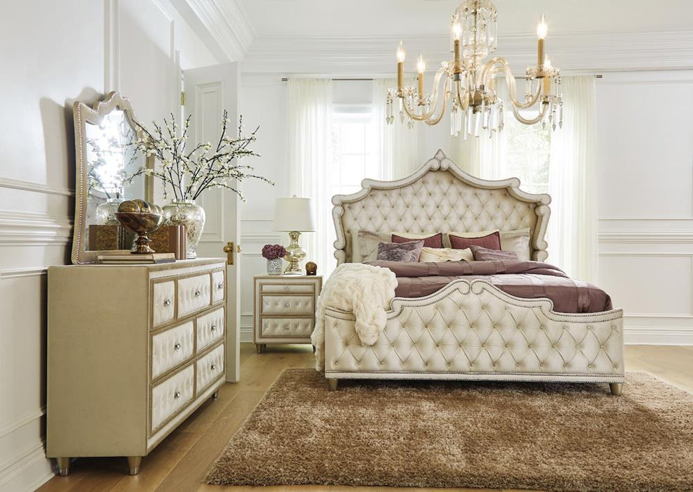 Antonella 7-drawer Upholstered Dresser Ivory and Camel - California Furniture (Coachella, CA)