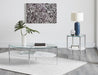 Cadee Round Glass Top Coffee Table White and Chrome - California Furniture (Coachella, CA)