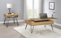 Fanning Square End Table with Open Compartment Golden Oak and Black - California Furniture (Coachella, CA)