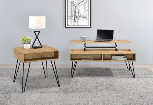 Fanning Lift Top Storage Coffee Table Golden Oak and Black - California Furniture (Coachella, CA)