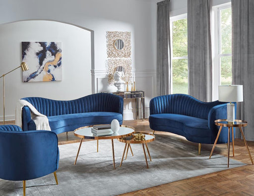 Sophia Upholstered Vertical Channel Tufted Chair Blue - California Furniture (Coachella, CA)