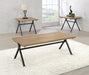 Colmar 3-piece Trestle Occasional Table Set Golden Oak and Gunmetal - California Furniture (Coachella, CA)
