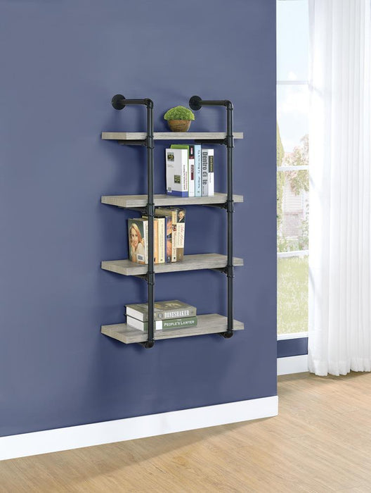 Elmcrest 24-inch Wall Shelf Black and Rustic Oak - California Furniture (Coachella, CA)