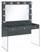 Afshan 3-drawer Vanity Desk with Lighting Mirror Grey High Gloss - California Furniture (Coachella, CA)