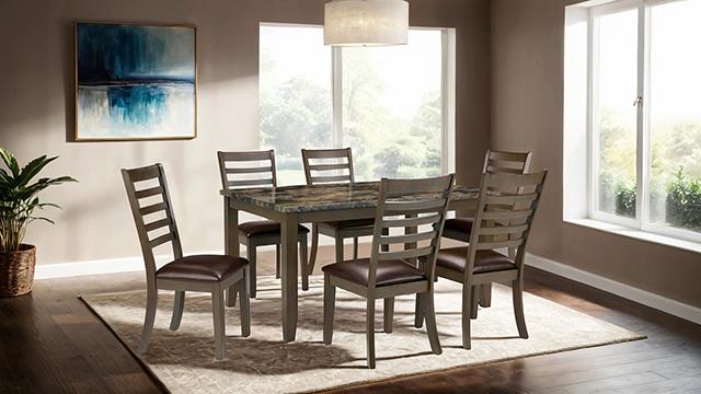 Adia 7 Pc Dinning Table Set Grey & Brown - California Furniture (Coachella, CA)