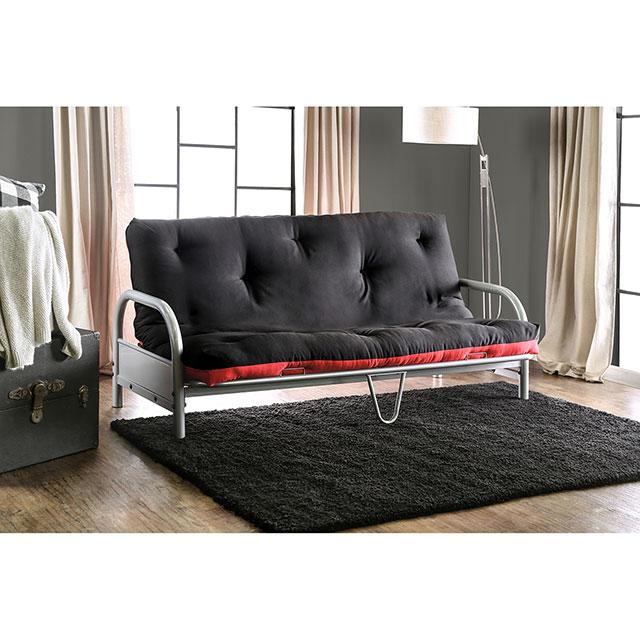 Aksel Black/Red Futon Mattress, Black, Red & Gray - California Furniture (Coachella, CA)