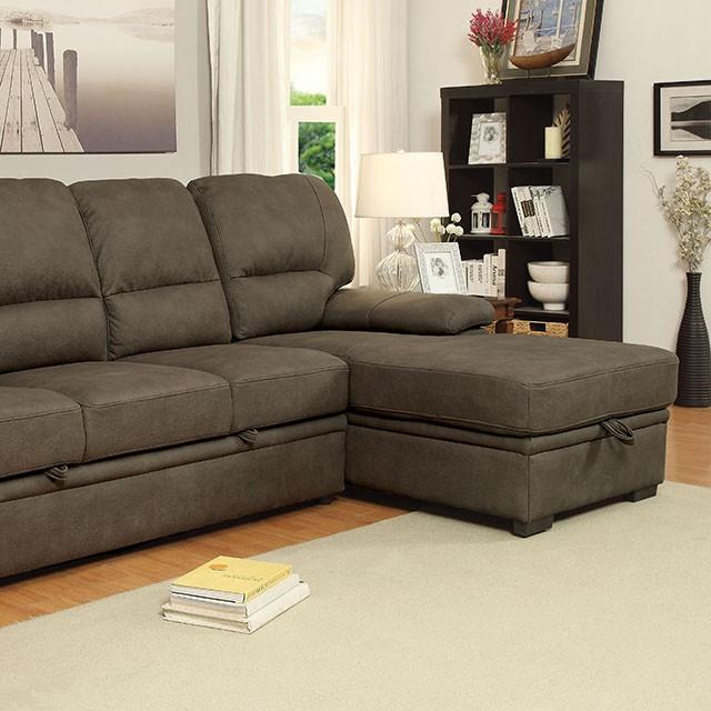 ALCESTER Brown & Gray Sectional w/ Sleeper, Ash - California Furniture (Coachella, CA)