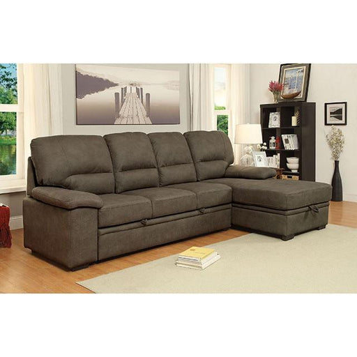 ALCESTER Brown & Gray Sectional w/ Sleeper, Ash - California Furniture (Coachella, CA)