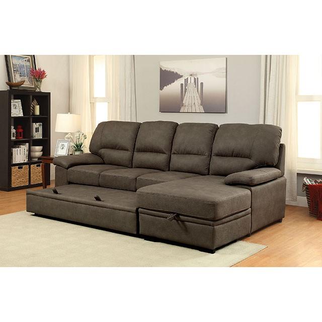 ALCESTER Brown & Gray Sectional w/ Sleeper, Ash - California Furniture (Coachella, CA)