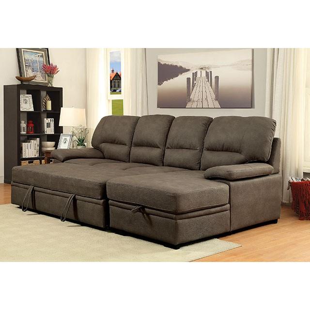 ALCESTER Brown & Gray Sectional w/ Sleeper, Ash - California Furniture (Coachella, CA)