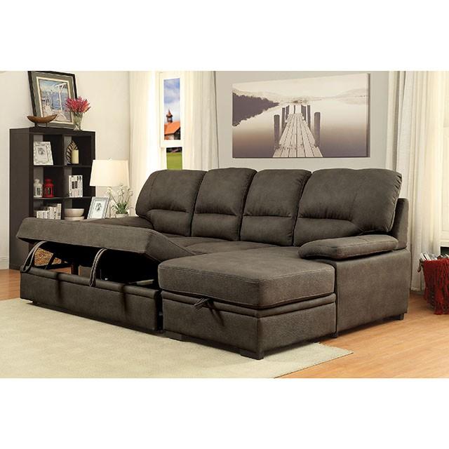 ALCESTER Brown & Gray Sectional w/ Sleeper, Ash - California Furniture (Coachella, CA)