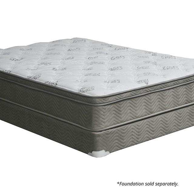 ALEKSA White, Gray 11" Euro Top Mattress, Cal.King, E.King, Full, & Queen - California Furniture (Coachella, CA)