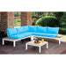 WINONA White/Oak/Blue Patio Sectional w/ Table - California Furniture (Coachella, CA)