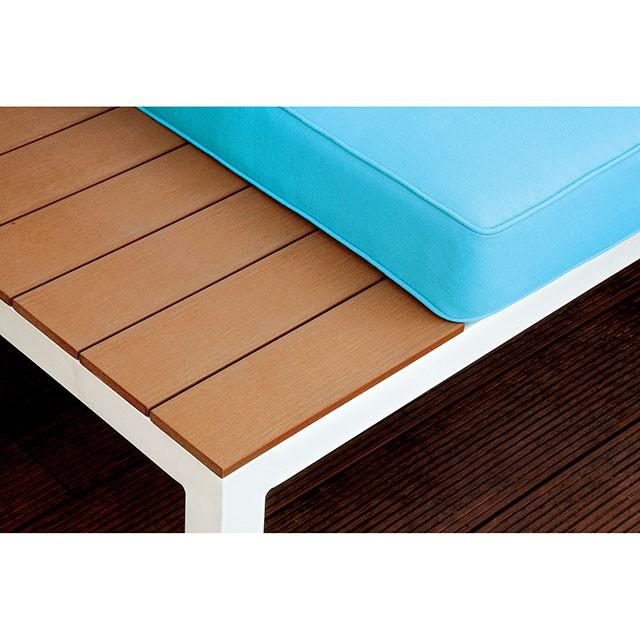 WINONA White/Oak/Blue Patio Sectional w/ Table - California Furniture (Coachella, CA)
