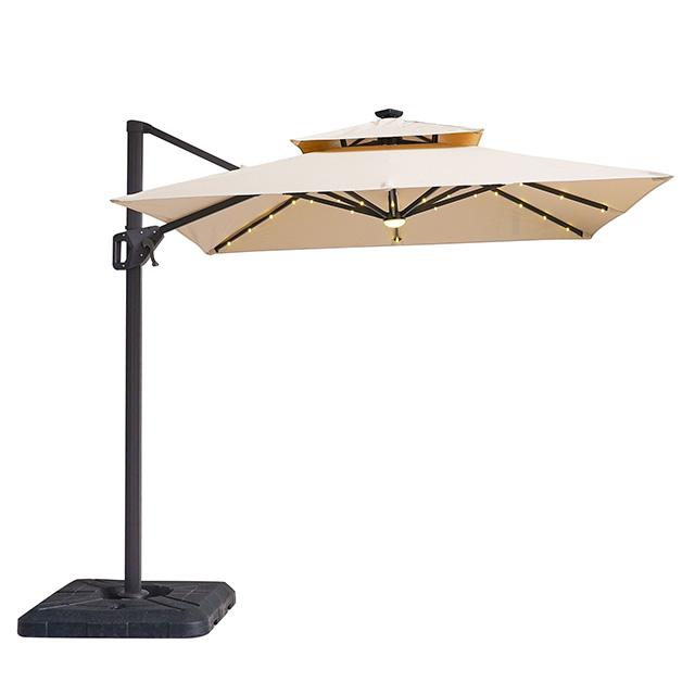Xico 8 Ft Square Umbrella w/ Double Top w/ LED Light + 37" Large Base - California Furniture (Coachella, CA)