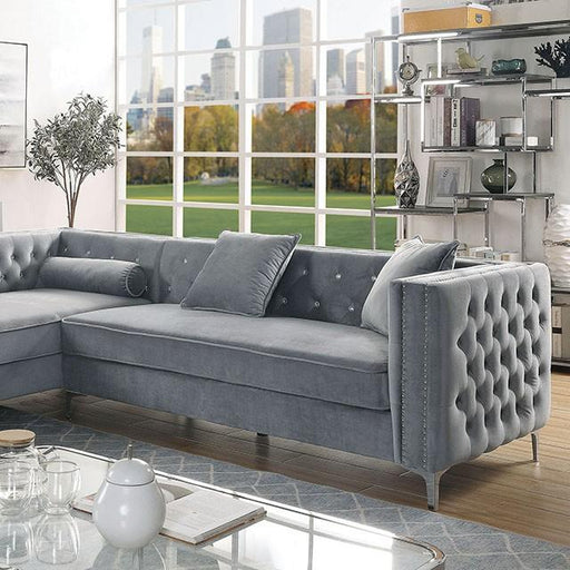 Amie Glam Gray & Black Sectional w/Storage - California Furniture (Coachella, CA)