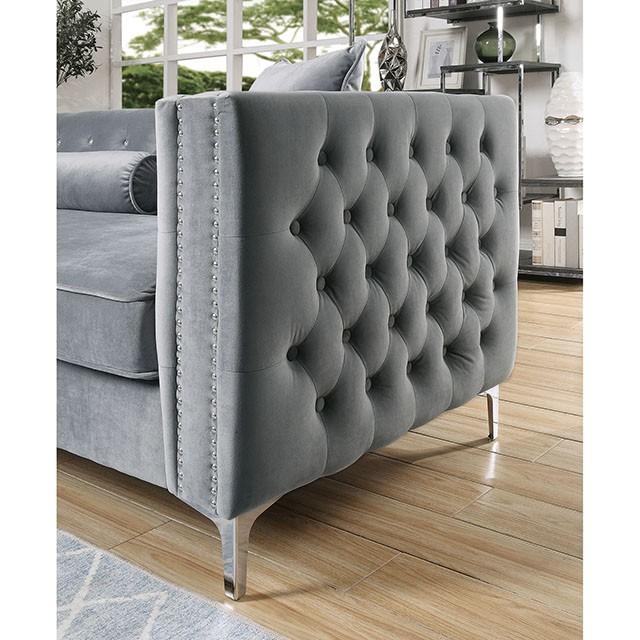 Amie Glam Gray & Black Sectional w/Storage - California Furniture (Coachella, CA)