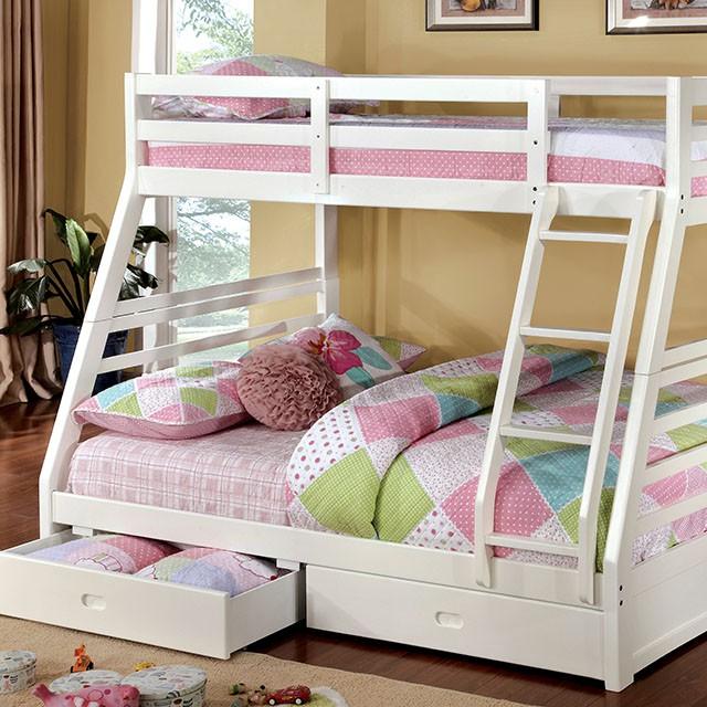 California II Cherry Twin/Full Bunk Bed w/ 2 Drawers Cherry, Walnut, Grey, &Oak - California Furniture (Coachella, CA)