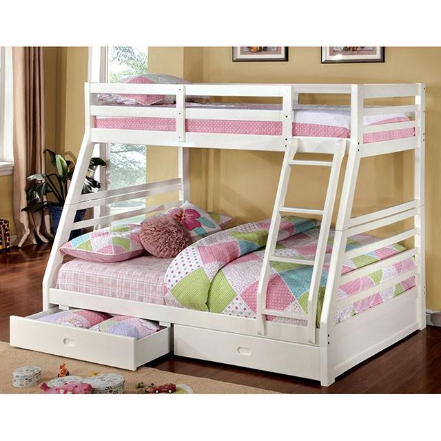 California II Cherry Twin/Full Bunk Bed w/ 2 Drawers Cherry, Walnut, Grey, &Oak - California Furniture (Coachella, CA)