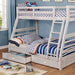 California III Wire-Brushed White Twin/Full Bunk Bed w/ 2 Drawers - California Furniture (Coachella, CA)