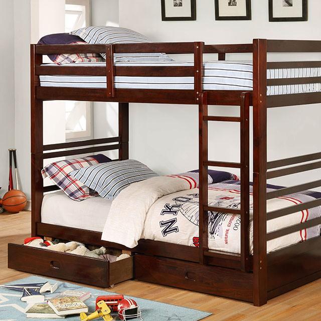 California Iv Black, Walnut, Gray, & White Twin/Twin Bunk Bed - California Furniture (Coachella, CA)