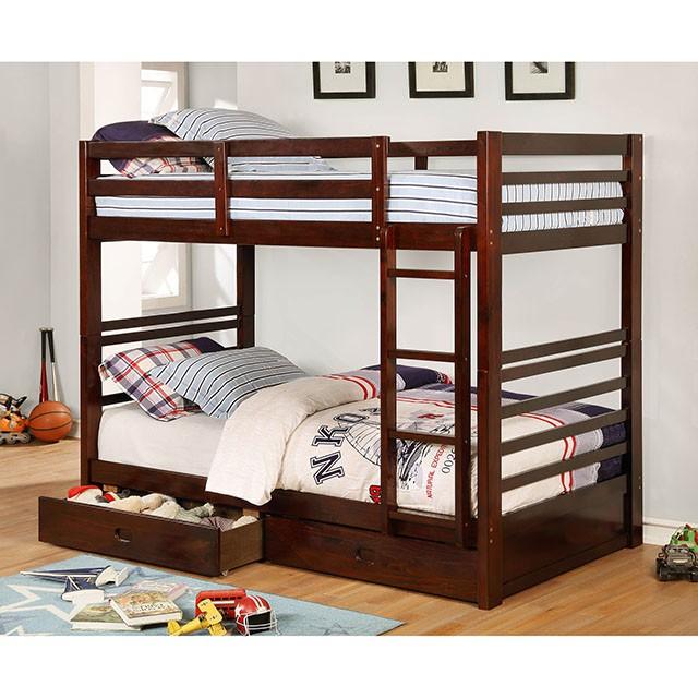 California Iv Black, Walnut, Gray, & White Twin/Twin Bunk Bed - California Furniture (Coachella, CA)