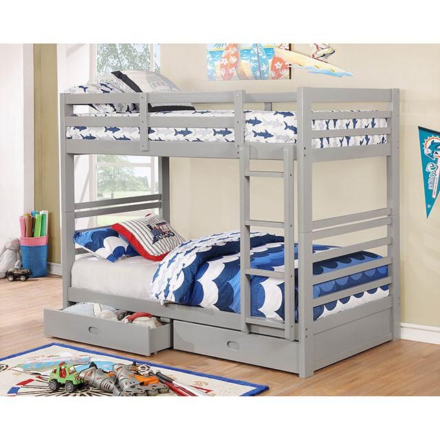California Iv Black, Walnut, Gray, & White Twin/Twin Bunk Bed - California Furniture (Coachella, CA)
