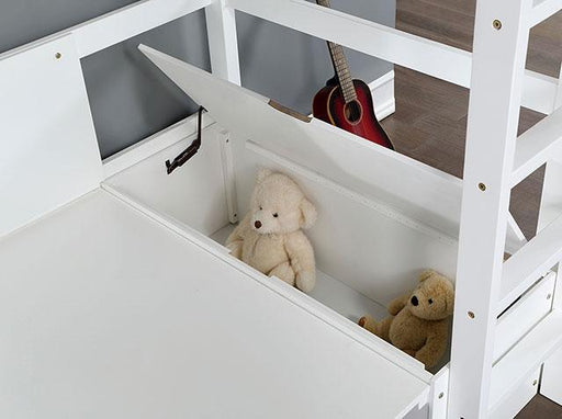 CALLISTUS Twin Workstation Loft Bed, White & Gray - California Furniture (Coachella, CA)