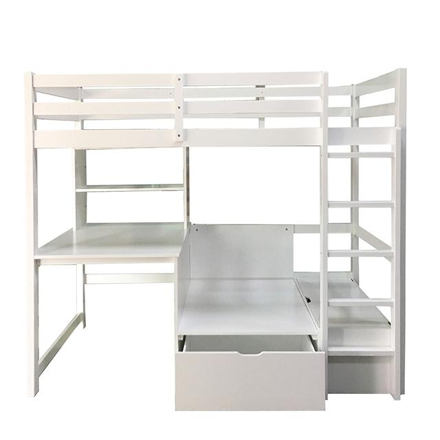 CALLISTUS Twin Workstation Loft Bed, White & Gray - California Furniture (Coachella, CA)