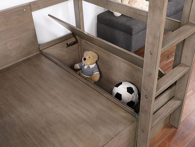 CALLISTUS Twin Workstation Loft Bed, White & Gray - California Furniture (Coachella, CA)