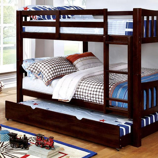 Cameron Dark Walnut, White & Gray Full/Full Bunk Bed - California Furniture (Coachella, CA)
