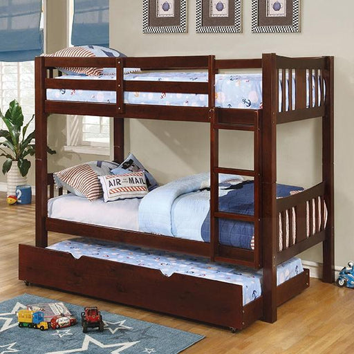 Cameron Dark Walnut, White & Gray Full/Full Bunk Bed - California Furniture (Coachella, CA)