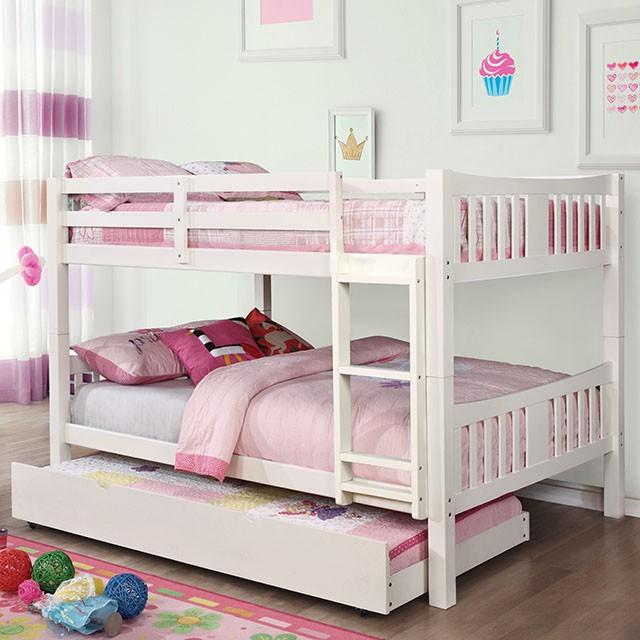 Cameron Dark Walnut, White & Gray Full/Full Bunk Bed - California Furniture (Coachella, CA)
