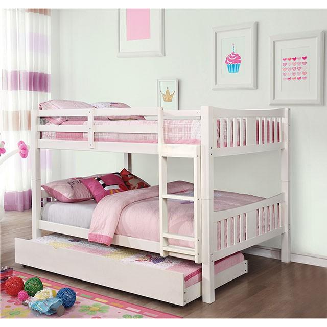 Cameron Dark Walnut, White & Gray Full/Full Bunk Bed - California Furniture (Coachella, CA)