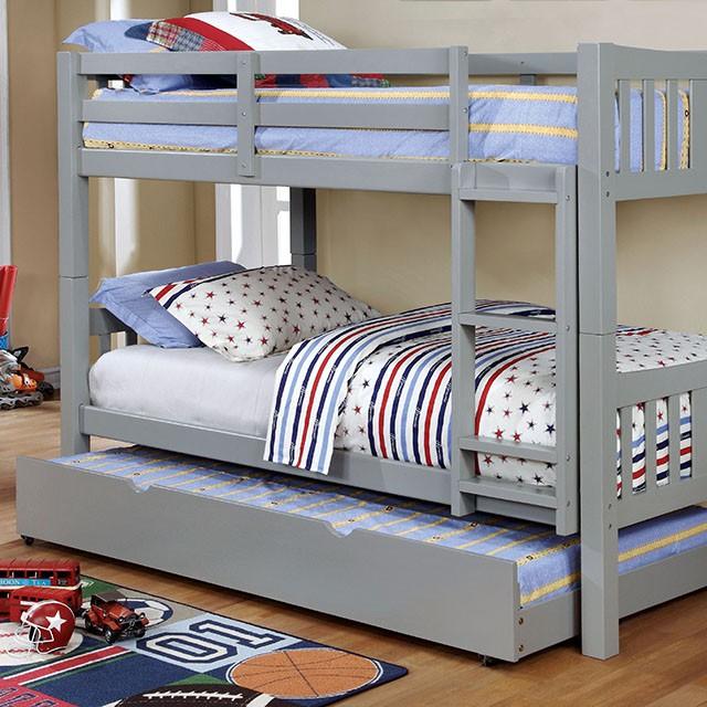 Cameron Dark Walnut, White & Gray Full/Full Bunk Bed - California Furniture (Coachella, CA)