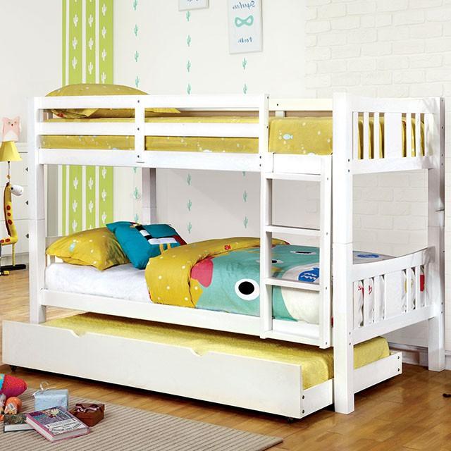 Cameron Dark Walnut, White & Gray Full/Full Bunk Bed - California Furniture (Coachella, CA)