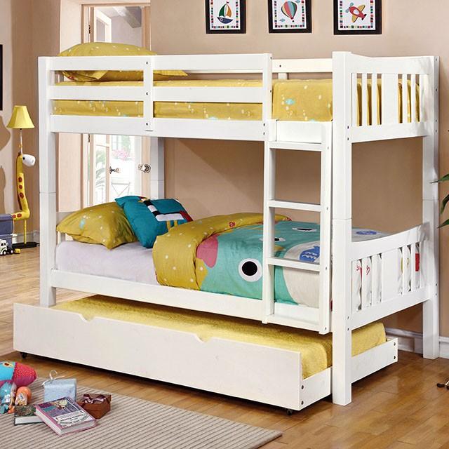Cameron Dark Walnut, White & Gray Full/Full Bunk Bed - California Furniture (Coachella, CA)