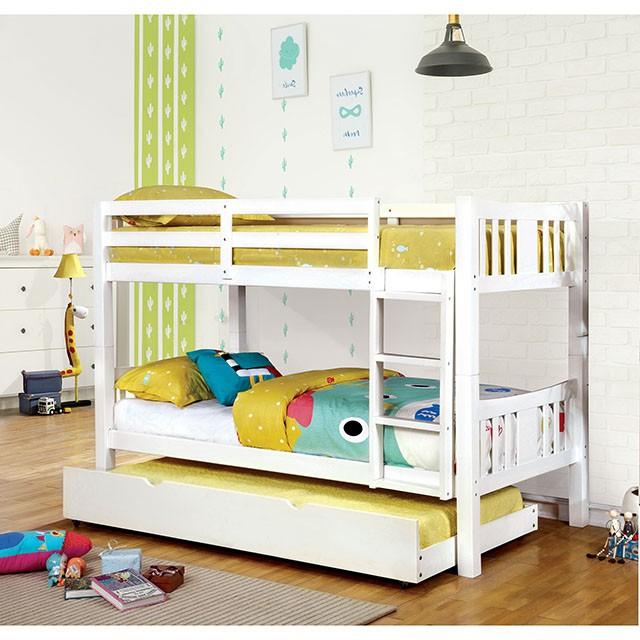 Cameron Dark Walnut, White & Gray Full/Full Bunk Bed - California Furniture (Coachella, CA)