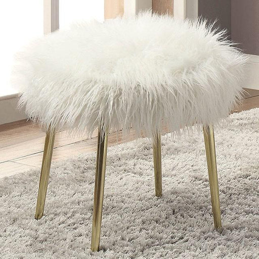 Caoimhe White/Gold Ottoman - California Furniture (Coachella, CA)