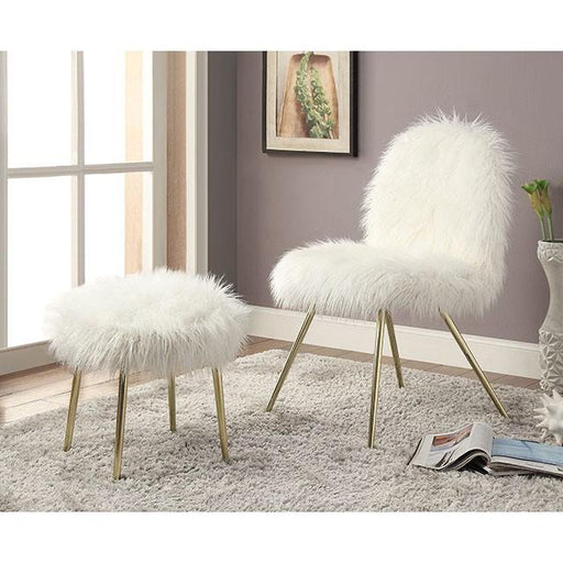Caoimhe White/Gold Ottoman - California Furniture (Coachella, CA)