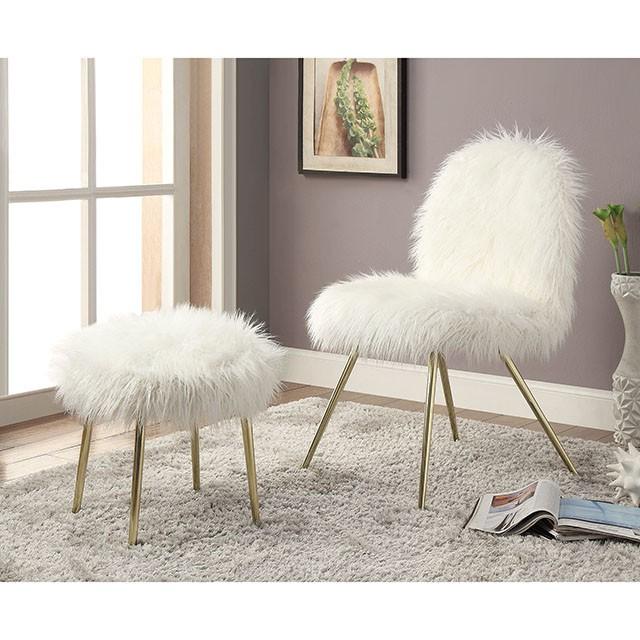 Caoimhe White/Gold Ottoman - California Furniture (Coachella, CA)