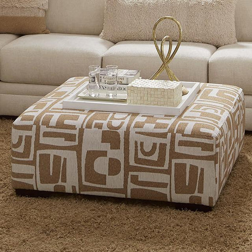 CARLETON Ottoman, Ivory/Tan - California Furniture (Coachella, CA)